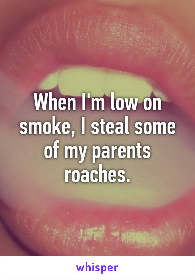 When I'm low on smoke, I steal some of my parents roaches.