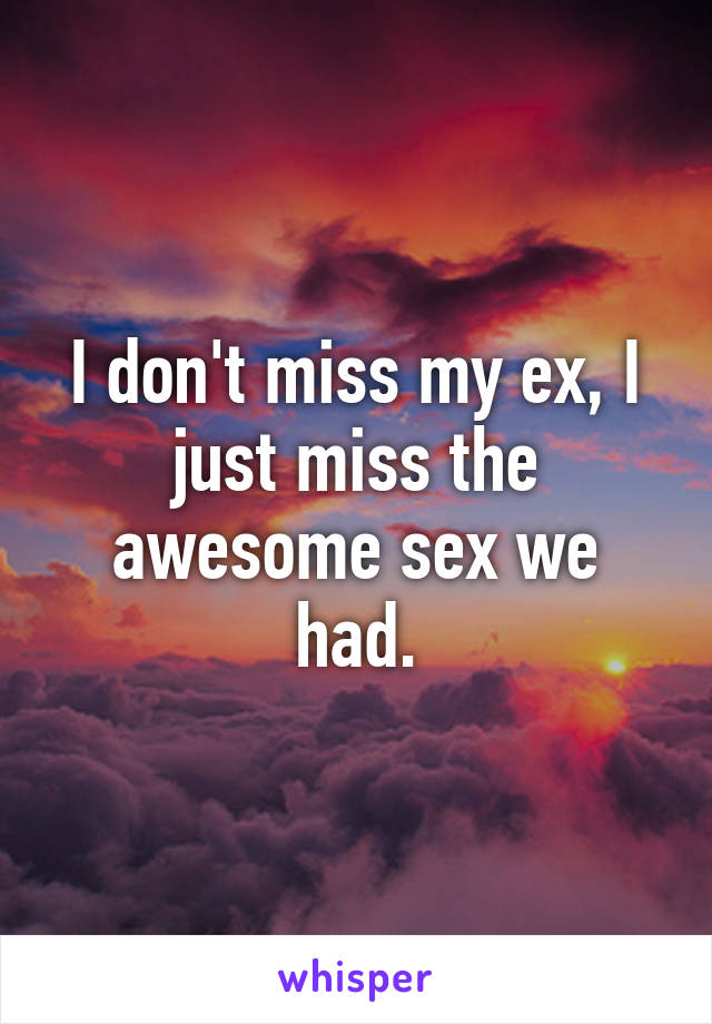 I don't miss my ex, I just miss the awesome sex we had.