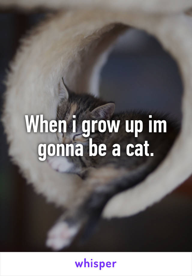 When i grow up im gonna be a cat.