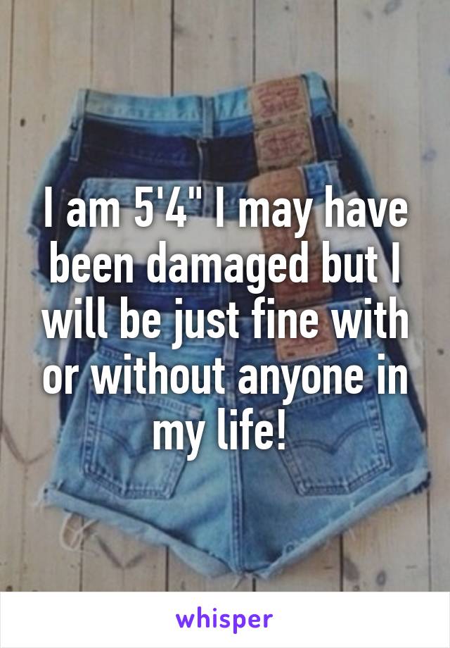 I am 5'4" I may have been damaged but I will be just fine with or without anyone in my life! 