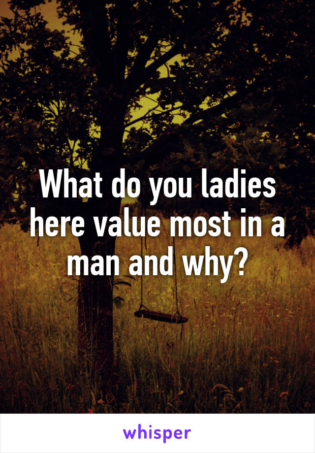 What do you ladies here value most in a man and why?