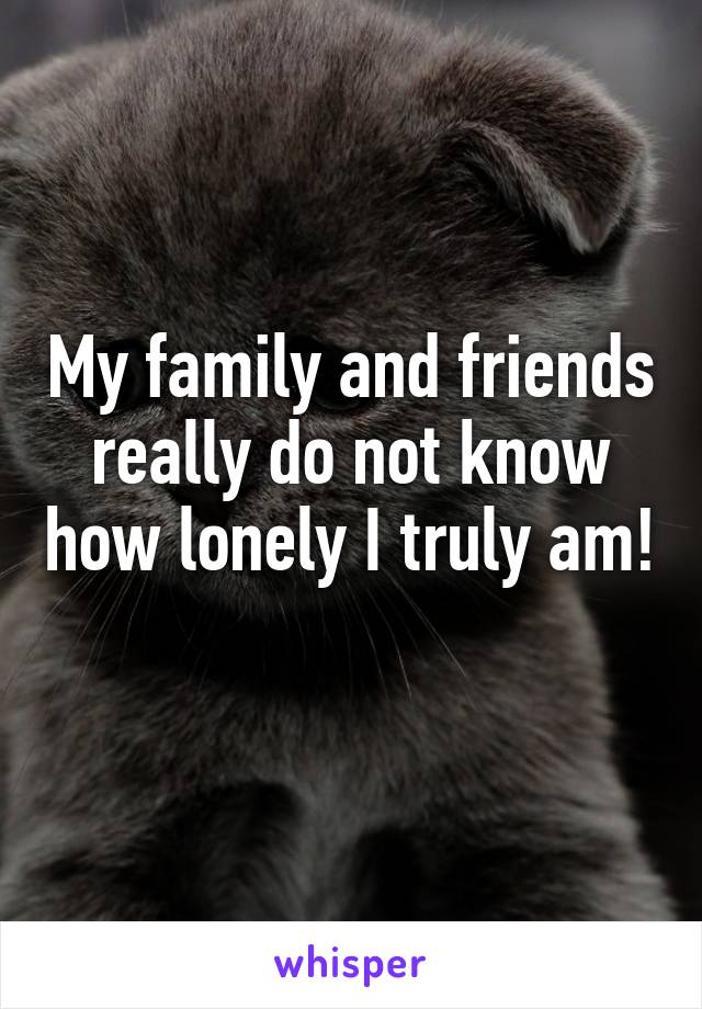 My family and friends really do not know how lonely I truly am! 