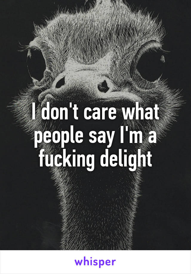 I don't care what people say I'm a fucking delight