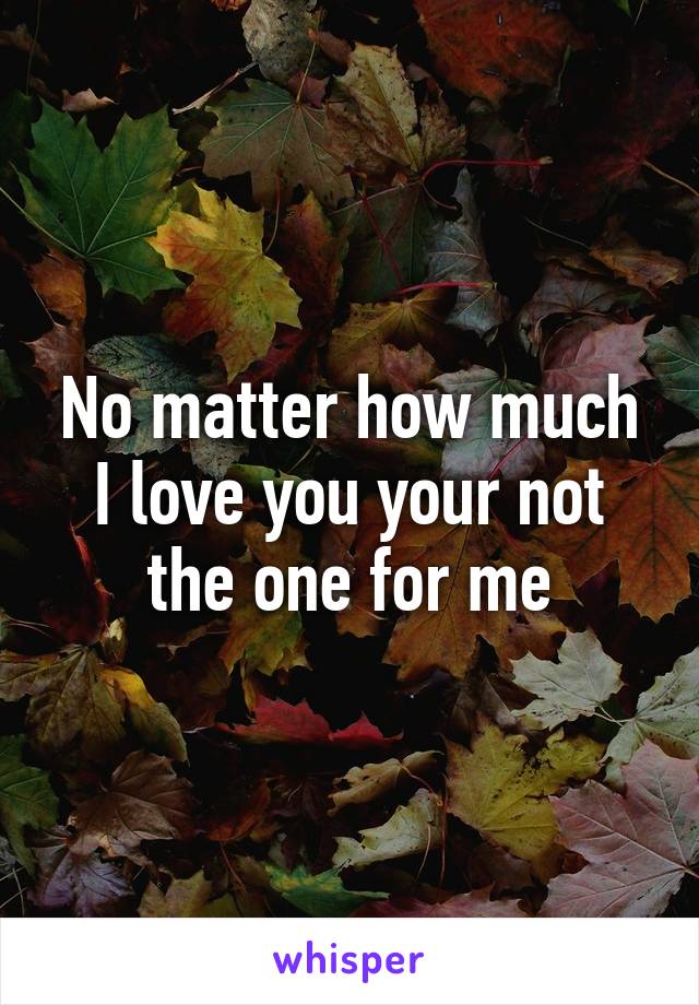 No matter how much I love you your not the one for me