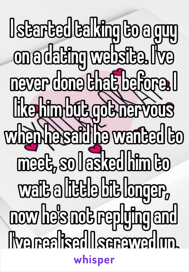 I started talking to a guy on a dating website. I've never done that before. I like him but got nervous when he said he wanted to meet, so I asked him to wait a little bit longer, now he's not replying and I've realised I screwed up.