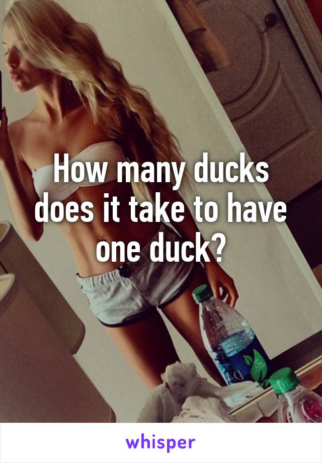 How many ducks does it take to have one duck?
