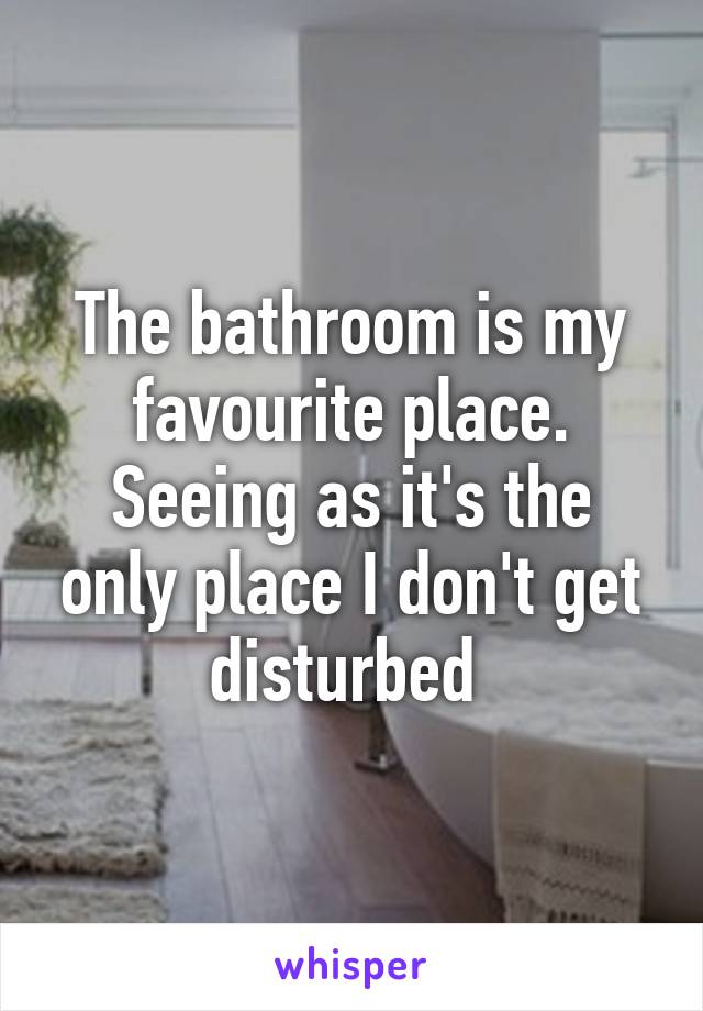 The bathroom is my favourite place. Seeing as it's the only place I don't get disturbed 