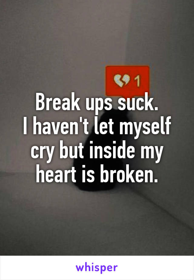 Break ups suck.
I haven't let myself cry but inside my heart is broken.