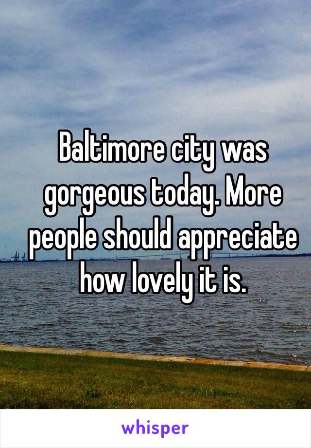 Baltimore city was gorgeous today. More people should appreciate how lovely it is. 