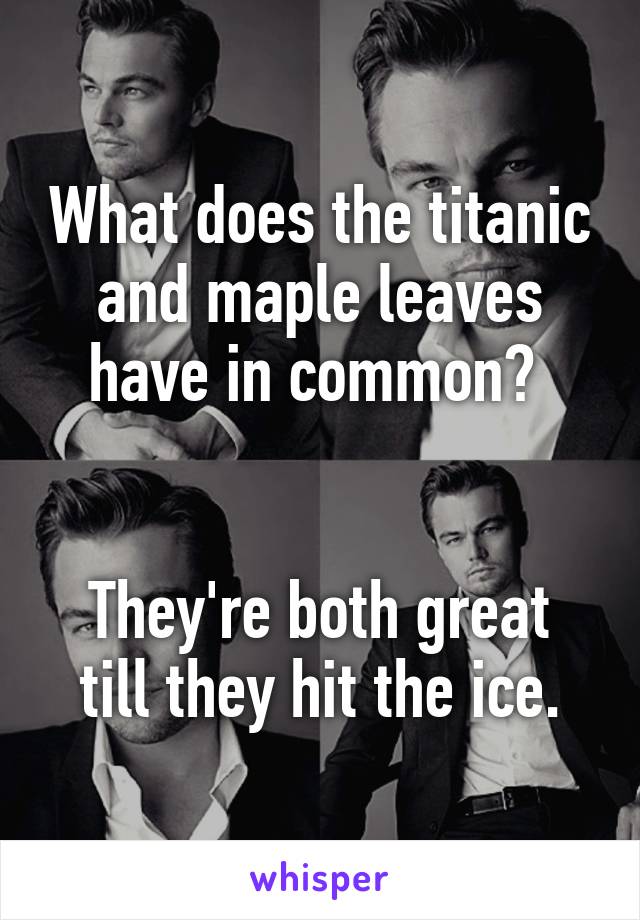 What does the titanic and maple leaves have in common? 


They're both great till they hit the ice.