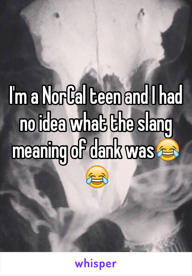 I'm a NorCal teen and I had no idea what the slang meaning of dank was😂😂