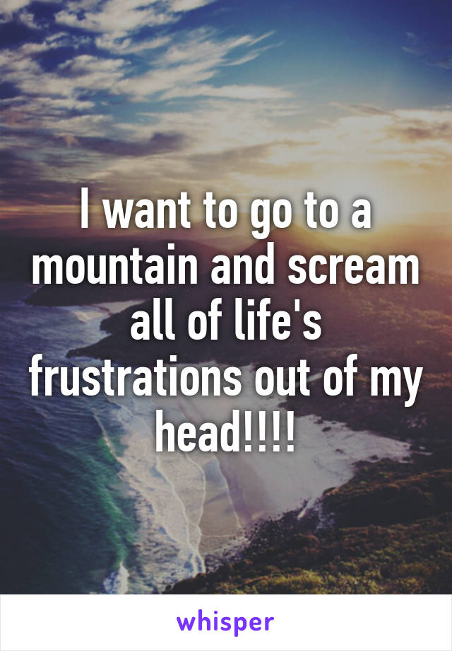 I want to go to a mountain and scream all of life's frustrations out of my head!!!!