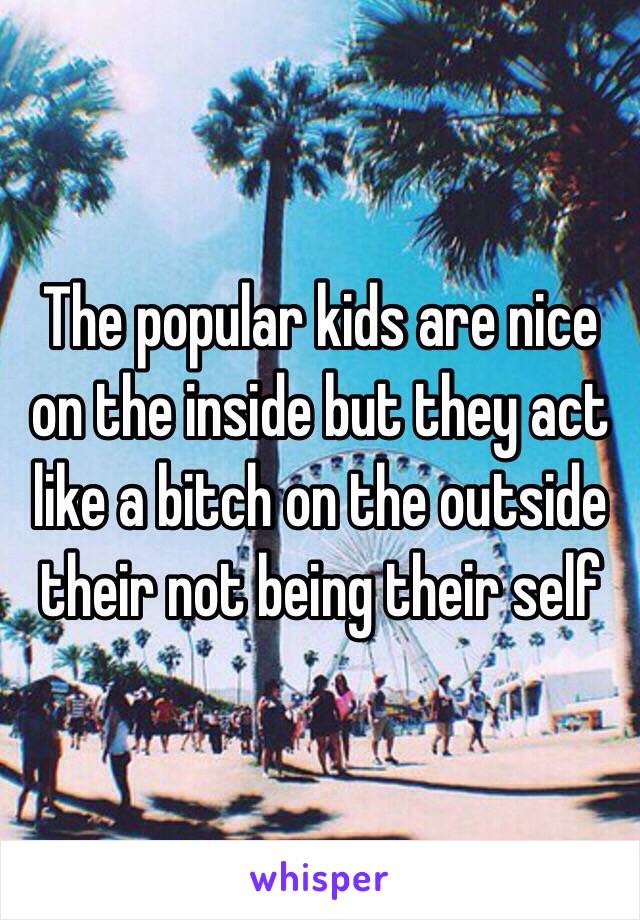 The popular kids are nice on the inside but they act like a bitch on the outside their not being their self