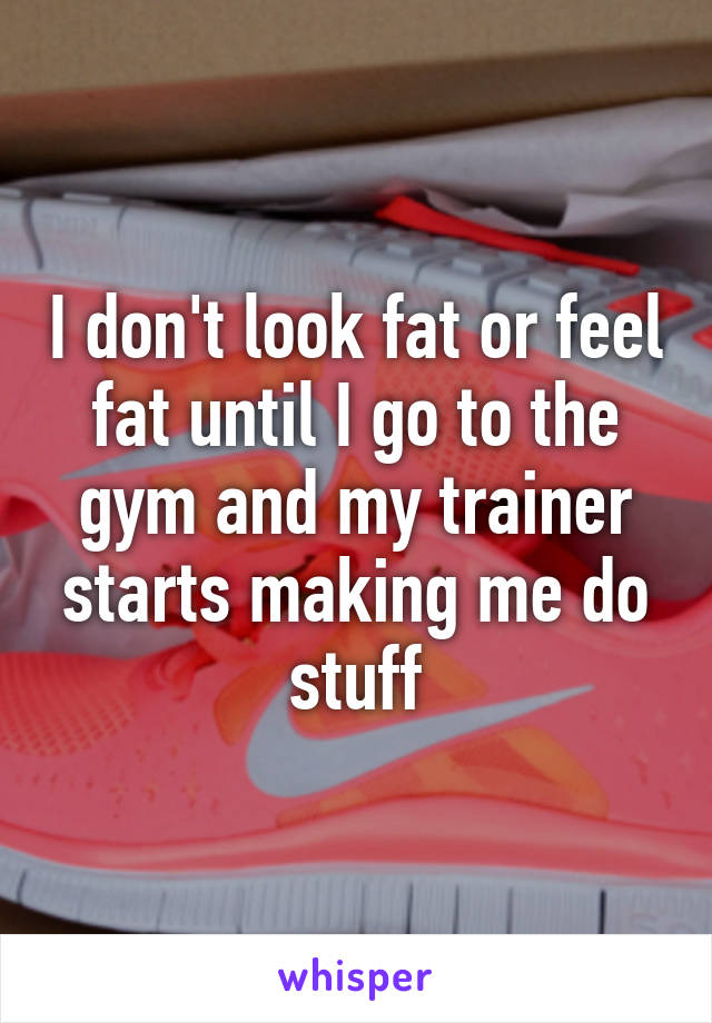 I don't look fat or feel fat until I go to the gym and my trainer starts making me do stuff