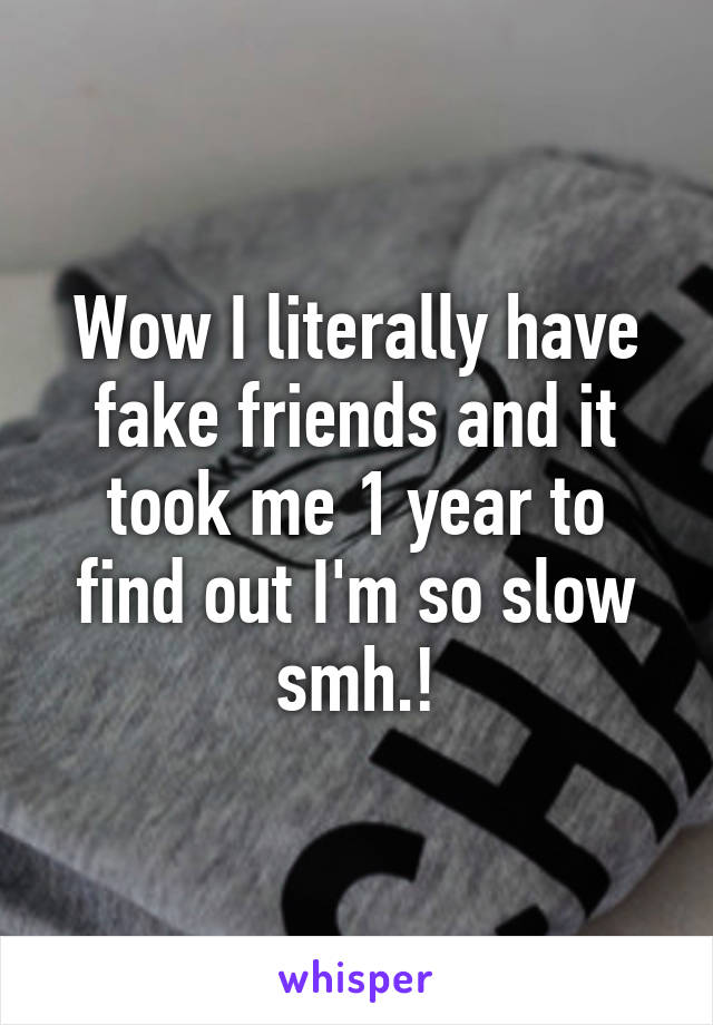 Wow I literally have fake friends and it took me 1 year to find out I'm so slow smh.!