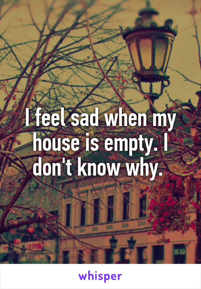 I feel sad when my house is empty. I don't know why. 