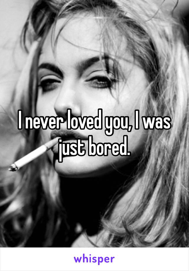 I never loved you, I was just bored. 