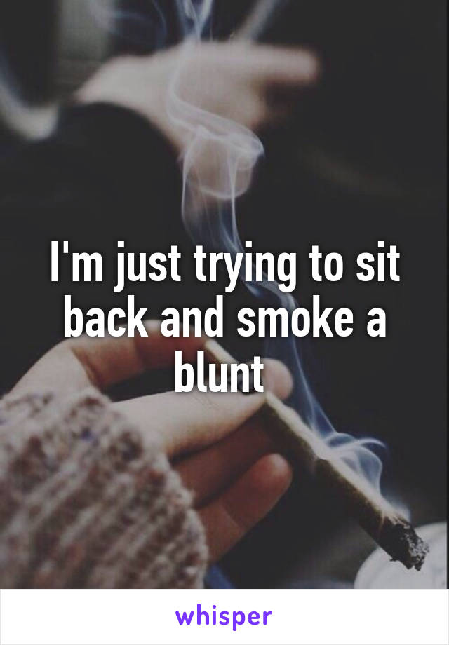 I'm just trying to sit back and smoke a blunt 