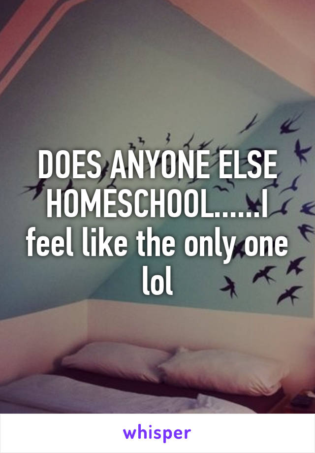 DOES ANYONE ELSE HOMESCHOOL......I feel like the only one lol