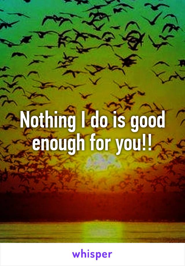 Nothing I do is good enough for you!!