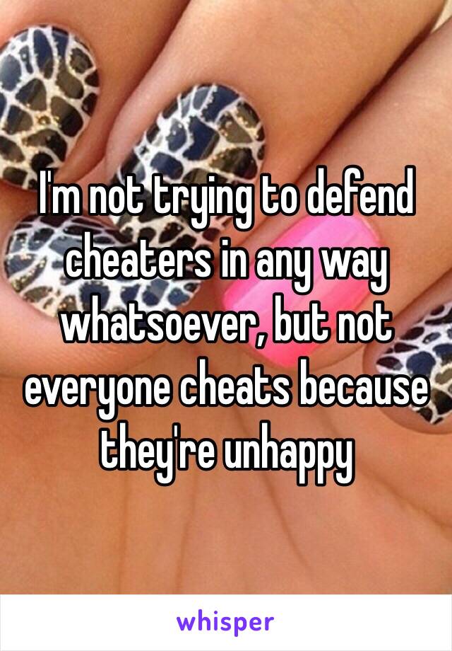 I'm not trying to defend cheaters in any way whatsoever, but not everyone cheats because they're unhappy