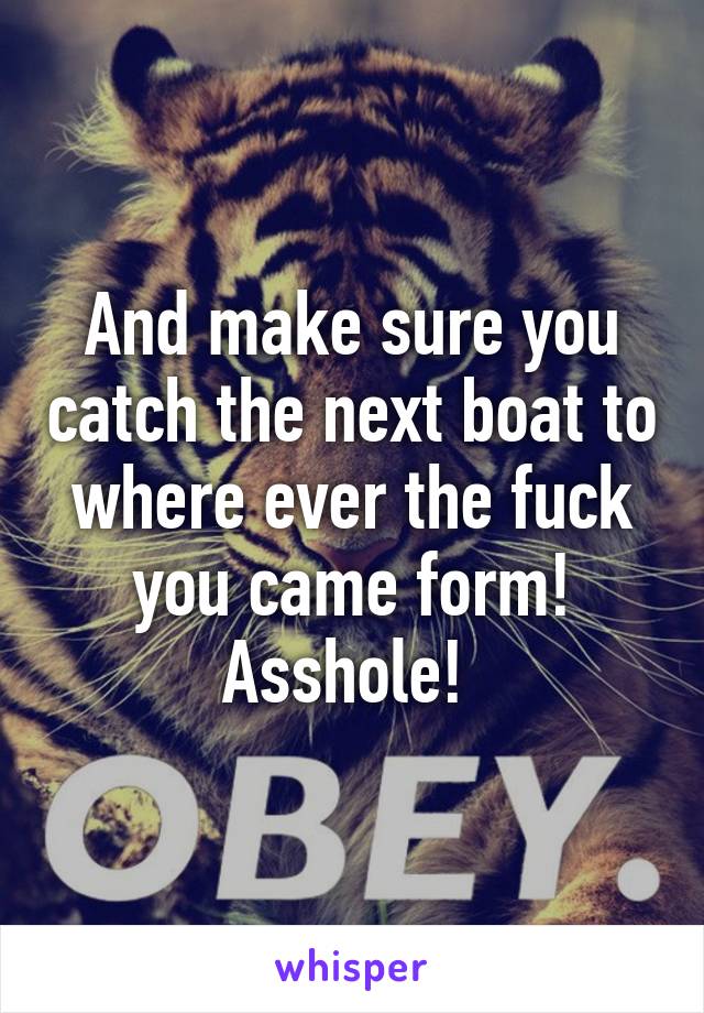 And make sure you catch the next boat to where ever the fuck you came form! Asshole! 