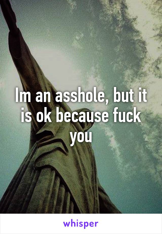 Im an asshole, but it is ok because fuck you