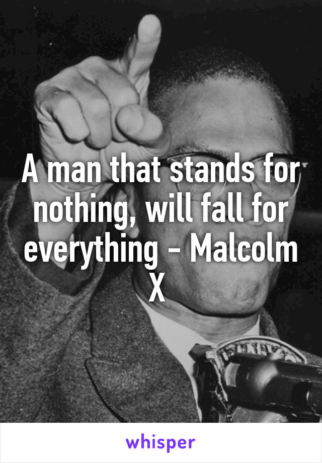 A man that stands for nothing, will fall for everything - Malcolm X 