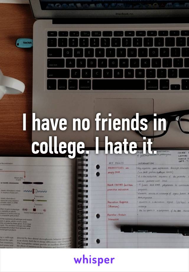 I have no friends in college. I hate it.