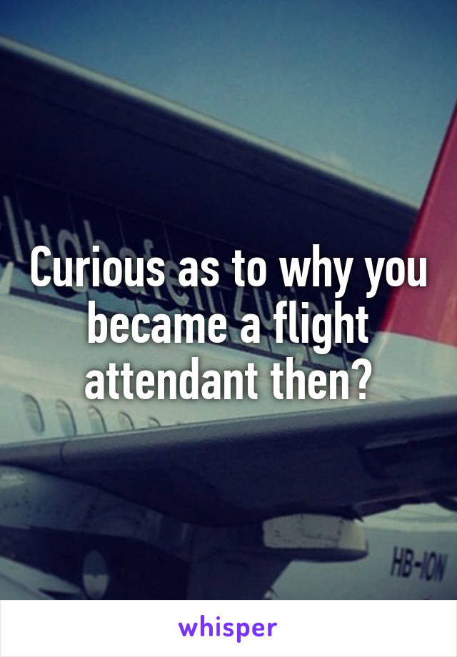 Curious as to why you became a flight attendant then?