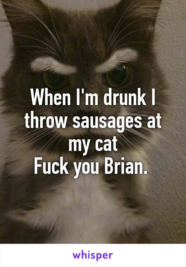 When I'm drunk I throw sausages at my cat
Fuck you Brian. 