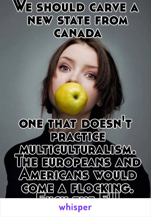 We should carve a new state from canada






one that doesn't practice multiculturalism. The europeans and Americans would come a flocking. Fuck the EU
