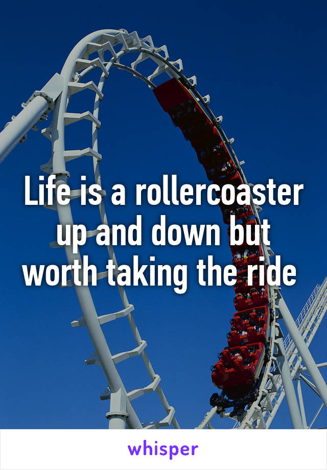 Life is a rollercoaster up and down but worth taking the ride 