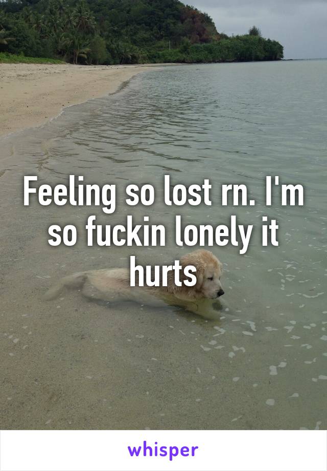 Feeling so lost rn. I'm so fuckin lonely it hurts