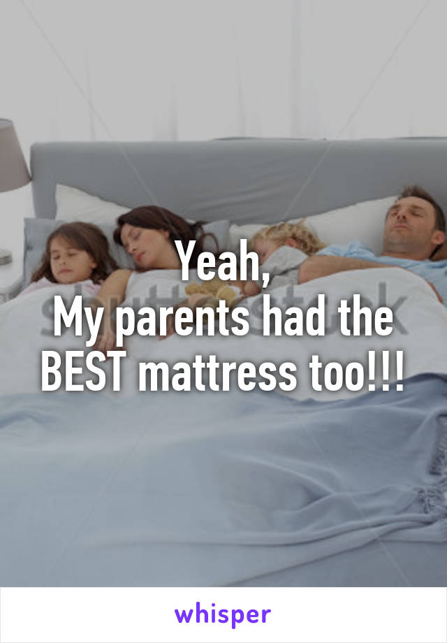 Yeah,
My parents had the BEST mattress too!!!