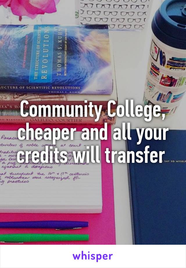 Community College, cheaper and all your credits will transfer 