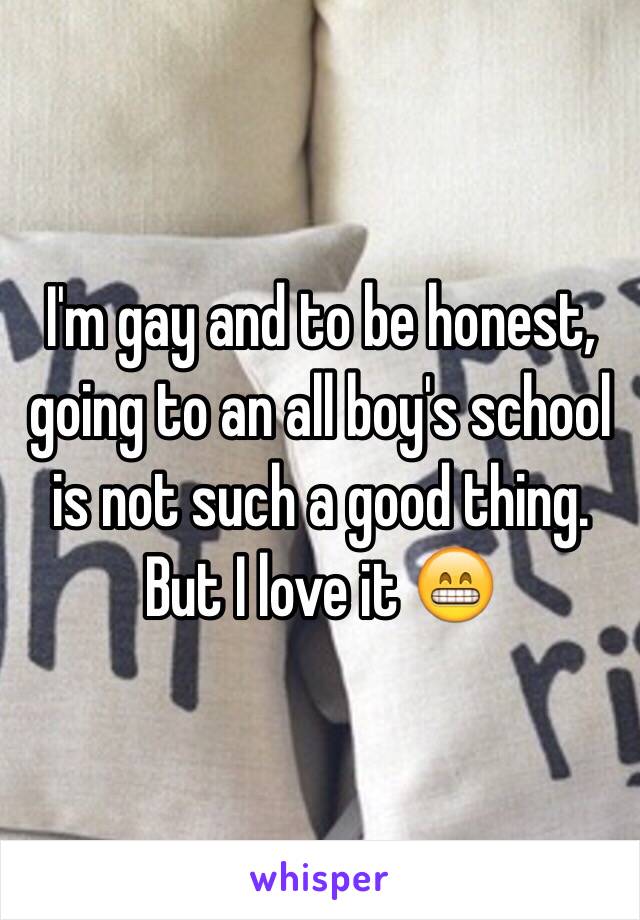 I'm gay and to be honest, going to an all boy's school is not such a good thing. But I love it 😁