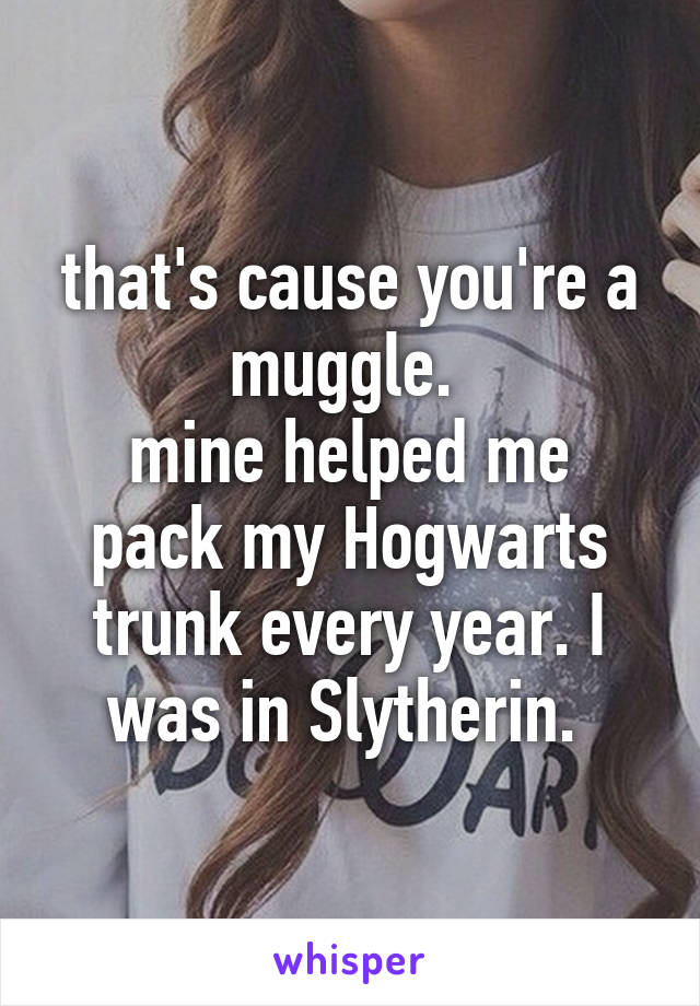 that's cause you're a muggle. 
mine helped me pack my Hogwarts trunk every year. I was in Slytherin. 