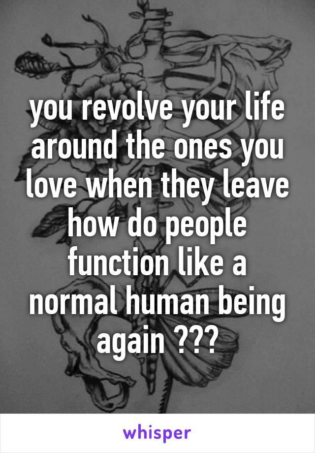 you revolve your life around the ones you love when they leave how do people function like a normal human being again ???