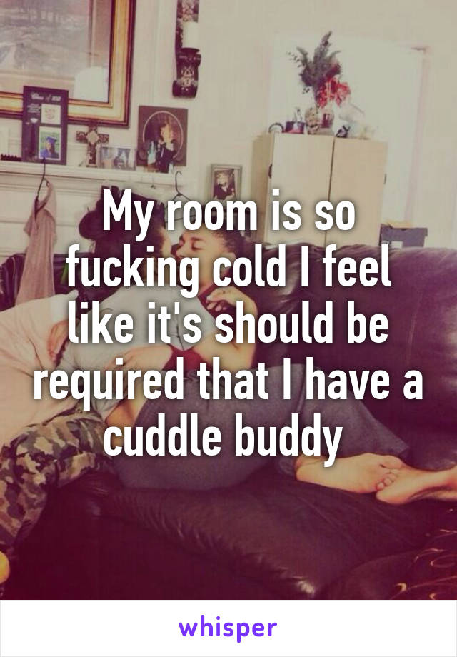 My room is so fucking cold I feel like it's should be required that I have a cuddle buddy 