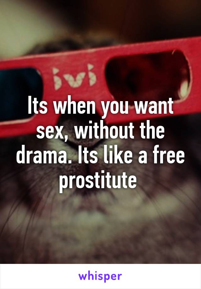 Its when you want sex, without the drama. Its like a free prostitute 
