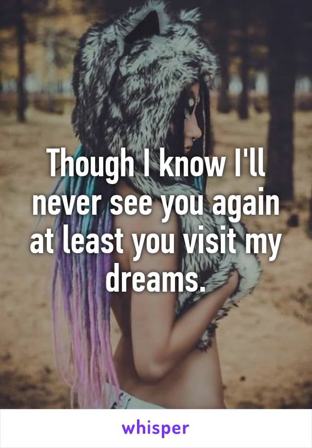 Though I know I'll never see you again at least you visit my dreams.