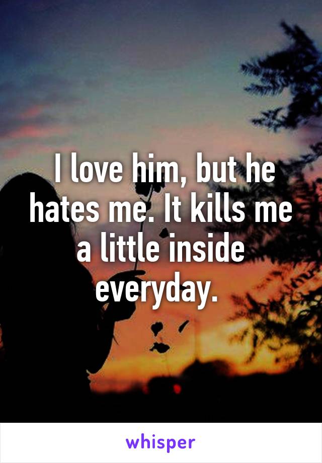  I love him, but he hates me. It kills me a little inside everyday. 