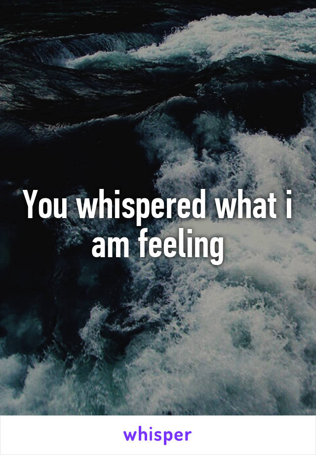 You whispered what i am feeling