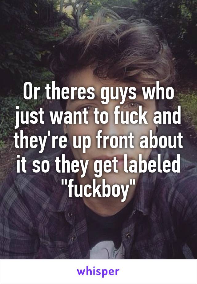 Or theres guys who just want to fuck and they're up front about it so they get labeled "fuckboy"