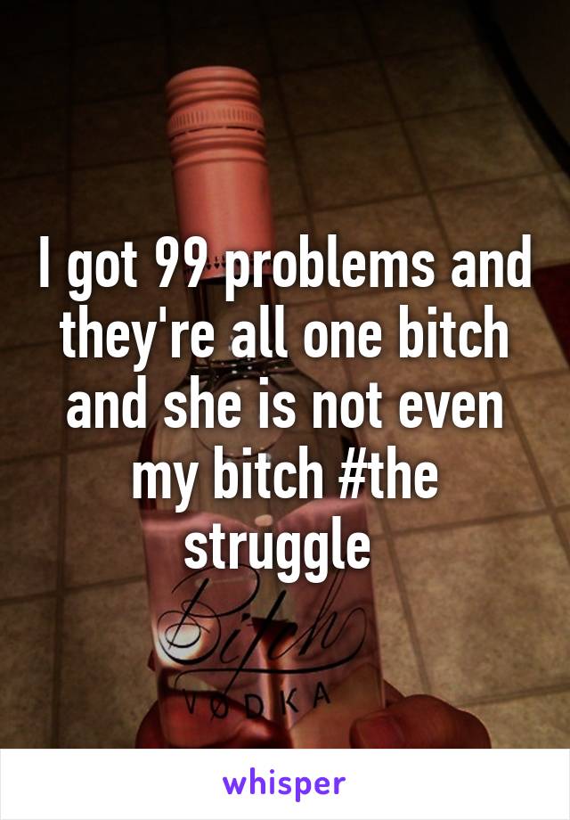 I got 99 problems and they're all one bitch and she is not even my bitch #the struggle 