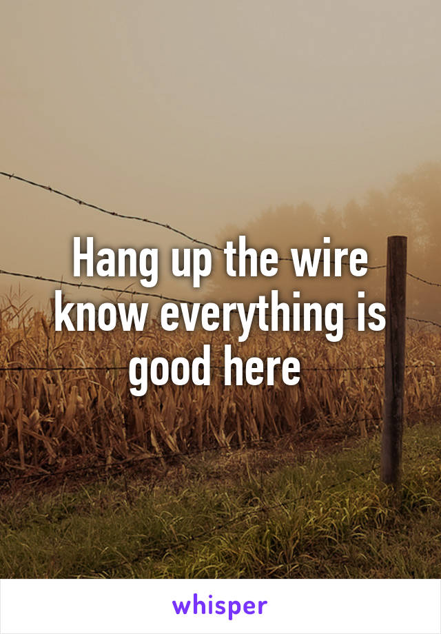 Hang up the wire know everything is good here 