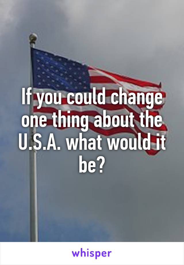 If you could change one thing about the U.S.A. what would it be?