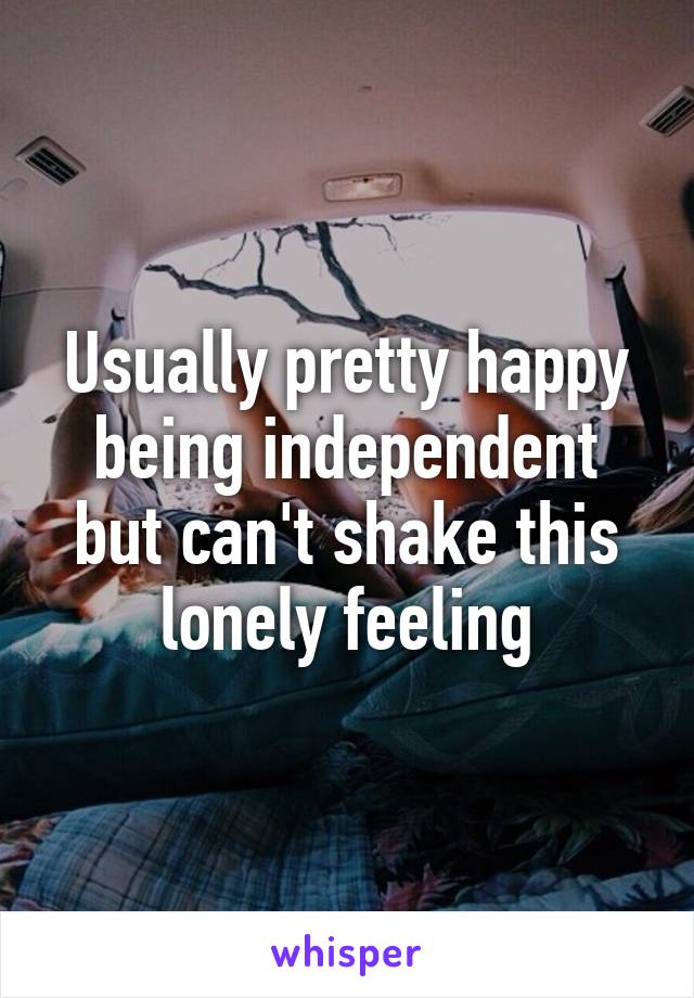 Usually pretty happy being independent but can't shake this lonely feeling