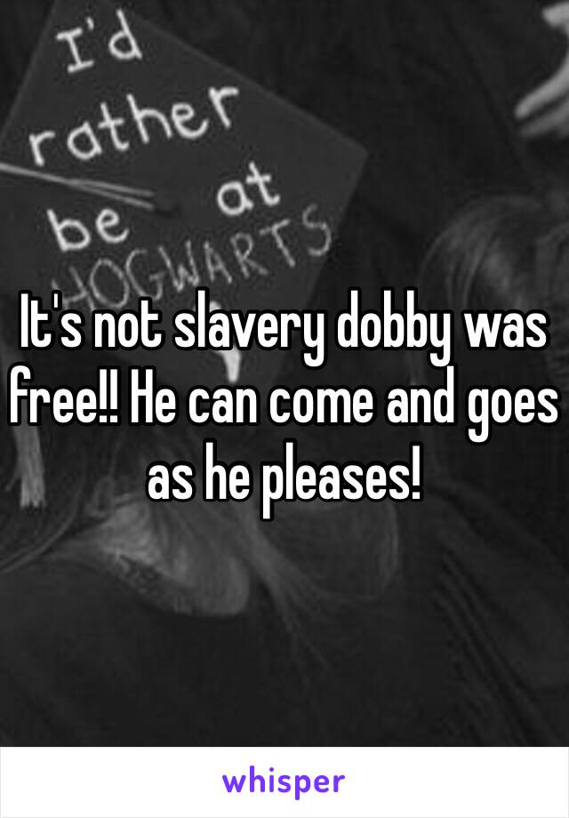 It's not slavery dobby was free!! He can come and goes as he pleases! 